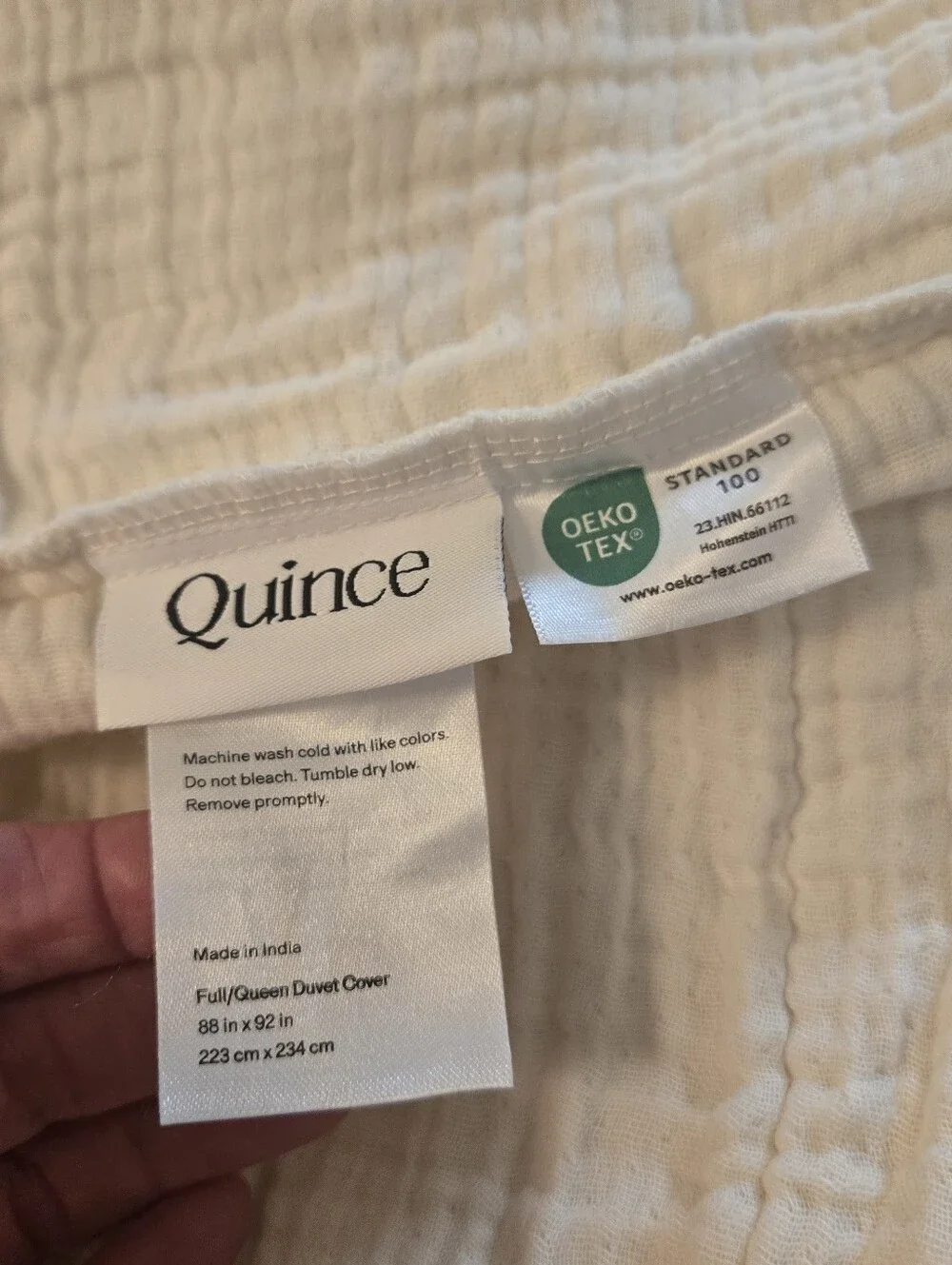 QUINCE Airy Cotton Gauze Duvet Cover with 2 Shams Queen, Organic UNDYED, Natural